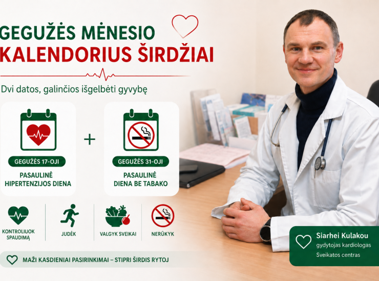 Gegužės mėnesio kalendorius širdžiai: dvi datos, galinčios išgelbėti gyvybę